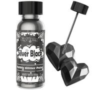 Edible Glitter Paint - 40g Liquid Food Colouring Edible Glitter for Cakes, Food Grade Liquid Luster Dust Metallic Paint for Cake Decorating, Baking, Macaron, Candy, Cookie-Silver Black