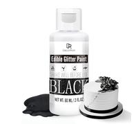 Edible Glitter Paint - 60ml Metallic Edible Cake Paint Food Grade | for Cake Decorating, Baking, Cupcakes, Candy -Shimmer Art Decorative Paint Liquid Luster Dust for DIY Cookie, Fondant (Black)