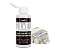 Edible Glitter Paint Silver, 60ML Shimmering Liquid Luster Dust for Chocolate, Drinks, Cake, Candy, Sprinkles Cocktail Glitter - Metallic Edible Cake Paint for Cookie, Fondant Vegan Cake Decorating