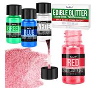 Edible Glitter Set 20g, 4 Colours Edible Luster Dust Metallic Food Grade Coloring Glitter, Edible Shimmer Powder for Drinks Cocktails Cake Decorating Baking Chocolate Fondant Cupcakes Cookies
