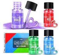 Edible Glitter Set - 4 Colours Edible Luster Dust Multicolour Food Grade Coloring Glitter for Drinks, Baking, Cake Decorating - Edible Dust Powder Shimmer Sprinkle Powder for Cocktail, Icing, Candy