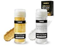 Edible Glitter Set Gold & White, 16g Food Grade Luster Dust Edible for Cakes, Cocktails, Drinks, Baking & Strawberry Decoration