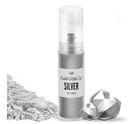 Edible Glitter Spray - 10g Edible Luster Dust Metallic Food Grade Coloring Glitter for Drinks, Cake Decorating, Baking - Edible Dust Powder Shimmer Dusting Powder for Icing, Gumpaste, Candy (Silver)