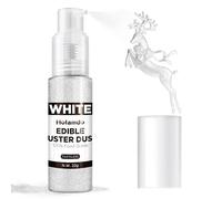 Edible Glitter Spray, 22g Food Grade Shimmer Dust Powder, Metallic Food Coloring Sparkling Dust Powder, Easter Luster Dust Edible Set for Cakes, Cookie, Drinks, Candy, Vegan & Gluten Free, White