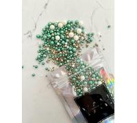 Edible Glitzy Green Sprinkles Mix - Mermaid-Inspired Cake & Cupcake Decorations with Gold, Turquoise, White & Pink Pearls - 45g by YAYSPRINKLES