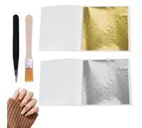 Edible Gold Leaf Sheets for Cakes, Professional Baking Decoration Kit with 150 Gold and 100 Silver Foils, Complete Gilding Kit with Tweezer and Brush for Pastry, Chocolate and Craft Projects