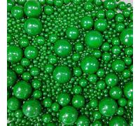 Edible Green Pearl Sugar Sprinkle Candy Pearls 120g, Mixed Size, Cake Topper, Cupcake Decorations, Ice Toppings and Cookie Decoration, Wedding Birthday Party Halloween Chirstmas Supplies