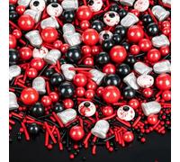 Edible Halloween Sprinkles Mix 130g,Red Black Silver Tombstone Eyeball Sugar Toppings,Food Grade Decoration for Halloween,Fall Parties,Birthday,Costume Holiday,Cakes Cupcakes Cookies Ice Cream