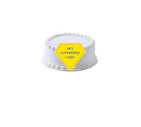Edible icing 4" Super hero logo badge cake Toppers Cake decoration NOT-PRECUT premium icing paper - /Spider/Bat/Super/Etc - comic (S.upper M.ann Badge)