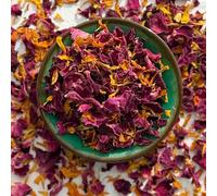Edible 'Indian Summer' Blend of Natural Dried Magenta Rose and Orange Marigold Petals - 1kg - Certified Food Grade (267)