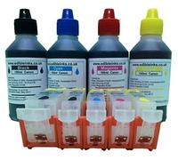Edible ink refillable cartridge kit consisting of, a set of 5 empty refillable edible ink cartridges and 400ml of edible ink for use on Canon printer models IP3600, IP4600, IP4700, MP540, MP550, MP560, MP620, MP630, MP640