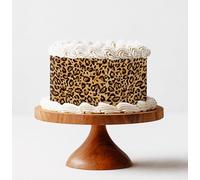 Edible Leopard Print Cake Topper Ribbon Wrap Premium Icing Sheet or Wafer Paper Topper Cake Decoration Safari Jungle for Baker's Gift Birthday Wedding Cake (Wafer Paper)