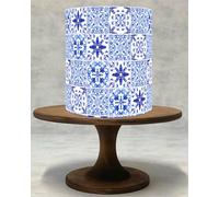 Edible Marble Blue and White Italian Positano Tiles,Mosaic Spanish Majolica Cake Wrap Photo Edible Cake Border ICING/WAFER.!031 (Wafer Paper)