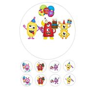 edible Monster Birthday kids childrens party decorations style Round 7.5 inch party decoration Topper on Icing/Fondant/Frosting Sheet