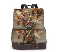 Edible Mushrooms Print Leather Women's Backpack Travel Bag Ladies Versatile Small Backpack Business Leisure,One Size