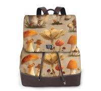 Edible Mushrooms Print Leather Women's Backpack Travel Bag Ladies Versatile Small Backpack Business Leisure,One Size