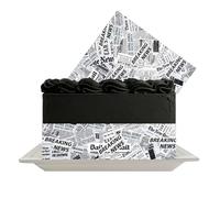 Edible Newspaper Print Cake Image Border Extra Breaking News Theme Cake Decoration -2ct (Regular)