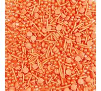 Edible Orange Sprinkles for Cake Decorating 100g Mix for Pearls Wafers Sugar Strands-Crystals Cake Icing Topper Wedding Birthday Christmas Halloween Easter Carnival