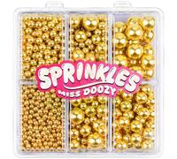 Edible Pearl Sprinkles - 4 Sizes Gold Pearl Sugar Candy 130g, Cupcake, Ice Cream, Donuts, Macaron Toppings Supplies for Wedding Birthday Halloween Christmas (2mm, 4mm, 7mm, 10mm)