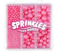 Edible Pearl Sprinkles - 4 Sizes Pink Pearl Sugar Candy 130g, Cupcake, Ice Cream, Donuts, Macaron Toppings Supplies for Wedding Birthday Halloween Christmas (2mm, 4mm, 7mm, 10mm)