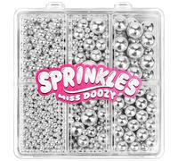 Edible Pearl Sprinkles - 4 Sizes Silver Pearl Sugar Candy 130g, Cupcake, Ice Cream, Donuts, Macaron Toppings Supplies for Wedding Birthday Halloween Christmas (2mm, 4mm, 7mm, 10mm)