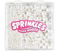 Edible Pearl Sprinkles - 4 Sizes White Pearl Sugar Candy 130g, Cupcake, Ice Cream, Donuts, Macaron Toppings Supplies for Wedding Birthday Halloween Christmas