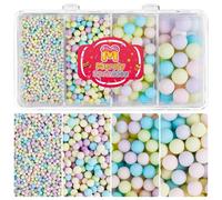 Edible Pearls for Cake Decorating - 130g Pastel Sprinkles with 4 Sizes | Pearl Sugar Cake Sprinkles for Cupcakes Cookies Donuts Ice Cream Toppings, Birthday Wedding Baking Party Supplies