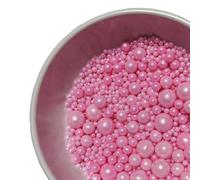 Edible Pink Pearl Sugar Sprinkle Candy Pearls 120g, Mixed Size, Cake Topper, Cupcake Decorations, Ice Toppings and Cookie Decoration, Wedding Birthday Party Halloween Chirstmas Supplies