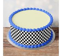 Edible Pre-Cut Chequered Flag Style Border Ribbon Cake Wrap x 3 Fondant Cake Topper Decoration - Ideal For Decorating Your Cakes And Easy To Use