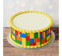 Edible Pre-Cut Coloured Bricks Border Ribbon Cake Wrap x 3 Fondant Cake Topper Decoration - Ideal For Decorating Your Cakes And Easy To Use