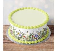 Edible Pre-Cut Wildflowers Flowers Border Ribbon Cake Wrap x 3 Fondant Cake Topper Decoration - Ideal For Decorating Your Cakes And Easy To Use