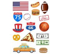 Edible print A4 American theme Cake topper set cake decorations wafer/icing paper UNCUT - Birthday - Retirement - america (wafer card)