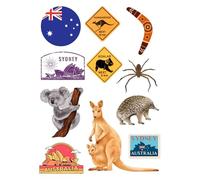 Edible print A4 Australia theme Cake topper set cake decorations Wafer Card NOT-PRECUT - Australian Bon Voyage - Travelling