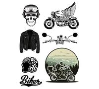 Edible print A4 Biker Skull theme Cake topper set cake decorations wafer/icing paper UNCUT - Motor bike (wafer card)