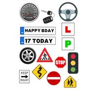 Edible print A4 car 17th Birthday Learner driver theme Cake topper set cake decorations wafer card NOT PRECUT - Birthday - - road signs