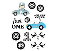 Edible print A4 Fast One Race car theme Cake topper set cake decorations wafer/icing paper UNCUT - 1st Birthday (Wafer card)