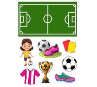 Edible print A4 girls football theme Cake topper set cake decorations wafer card NOT PRECUT - Birthday -Retirement -
