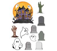 Edible print A4 Halloween Haunter house theme Cake topper set cake decorations wafer/icing paper UNCUT - Grave yards head stone (Wafer card)