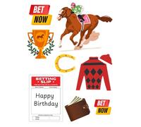 Edible print A4 Horse Racing Betting theme Cake topper set cake decorations Wafer Card - NOT-PRECUT- Birthday - Betting slip