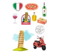 Edible print A4 Italy Italian theme Cake topper set cake decorations wafer/icing paper UNCUT - Birthday - Retirement Bon Voyage (wafer card)