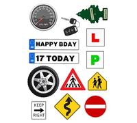 Edible print A4 Learner driver car 17th birthday theme Cake topper set cake decorations wafer/icing paper UNCUT - Birthday (wafer card)