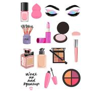 Edible print A4 Make up - Beautician theme Cake topper set cake decorations wafer/icing paper UNCUT - Birthday - Eyebrows - (wafer card)