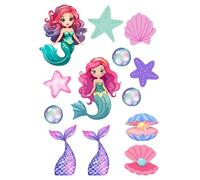 Edible print A4 Mermaid theme Cake topper set cake decorations wafer/icing paper UNCUT - Birthday - Under the sea (wafer card)