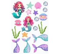 Edible print A4 Mermaid theme Cake topper set cake decorations wafer/icing paper UNCUT - Birthday - Under the sea - tails (Wafer card)