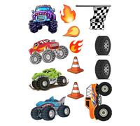 Edible print A4 Monster Truck theme Cake topper set cake decorations wafer card NOT PRECUT - Birthday/Retirement Wheels