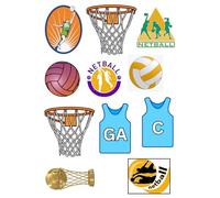 Edible print A4 netball theme Cake topper set cake decorations wafer card NOT PRECUT - Birthday -Retirement - net ball