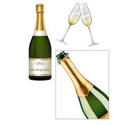 Edible print A4 Personalised champagne bottle theme Cake topper set cake decorations Premium ICING PAPER - - NOT-PRECUT - bubbles