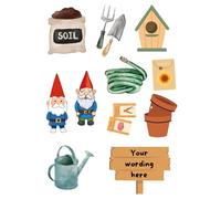 Edible print A4 Personalised garden theme Cake topper set cake decorations Premium ICING PAPER - - NOT-PRECUT - flowers gnome