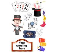 Edible print A4 Personalised Magician theme Cake topper set cake decorations Premium ICING PAPER - - NOT-PRECUT - Magic