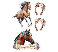 Edible print A4 Pretty Horse theme Cake topper set cake decorations wafer/icing paper UNCUT - Happy Birthday (icing paper)